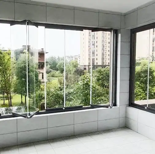 无框阳台窗户定制门窗封装直面折叠阳台玻璃窗定做8mm钢化玻璃