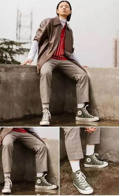 converse匡威1970s 高帮帆布鞋三星标橄榄绿159771c 真布围条,不掉色