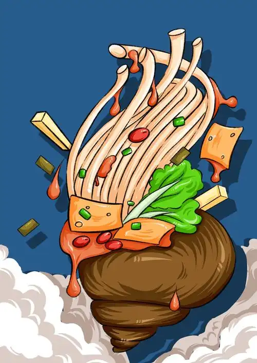 螺蛳粉创意插画