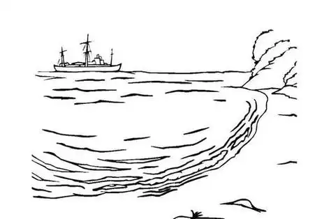 简笔画大海简笔画大海和岸边的画