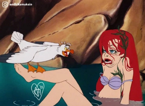 小美人鱼还是一如既往的比较惨啊.水里泡久了,甚至妆容的花了.