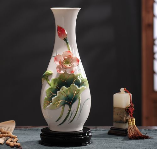 景德镇陶瓷花瓶摆件客厅插花创意摆设瓷器中式净水瓶禅意供佛用品
