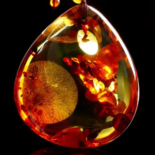 30.02克(琥珀重)送链子【精品通透】花珀随形吊坠 强荧光