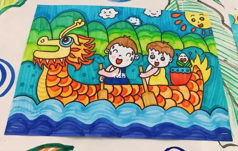 赛龙舟创意儿童画