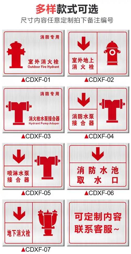 插地式不锈钢室外消火栓标识牌地上消防水泵接合器指示牌双面消防警示