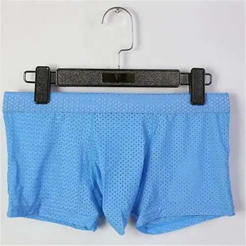 夏季潮男网孔大象jj套囊袋内裤青年枪弹分离性感透气纯色四角裤