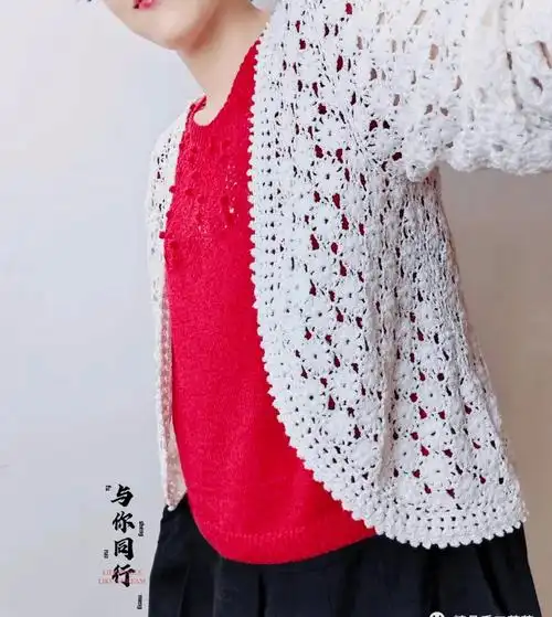 钩针编织美丽夏季空调开衫小外搭图解_冰爽_字体_蓝色