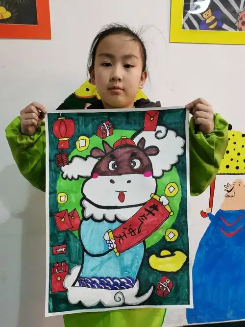祥瑞颜墨轩中级班作品——马克笔《牛气冲天》