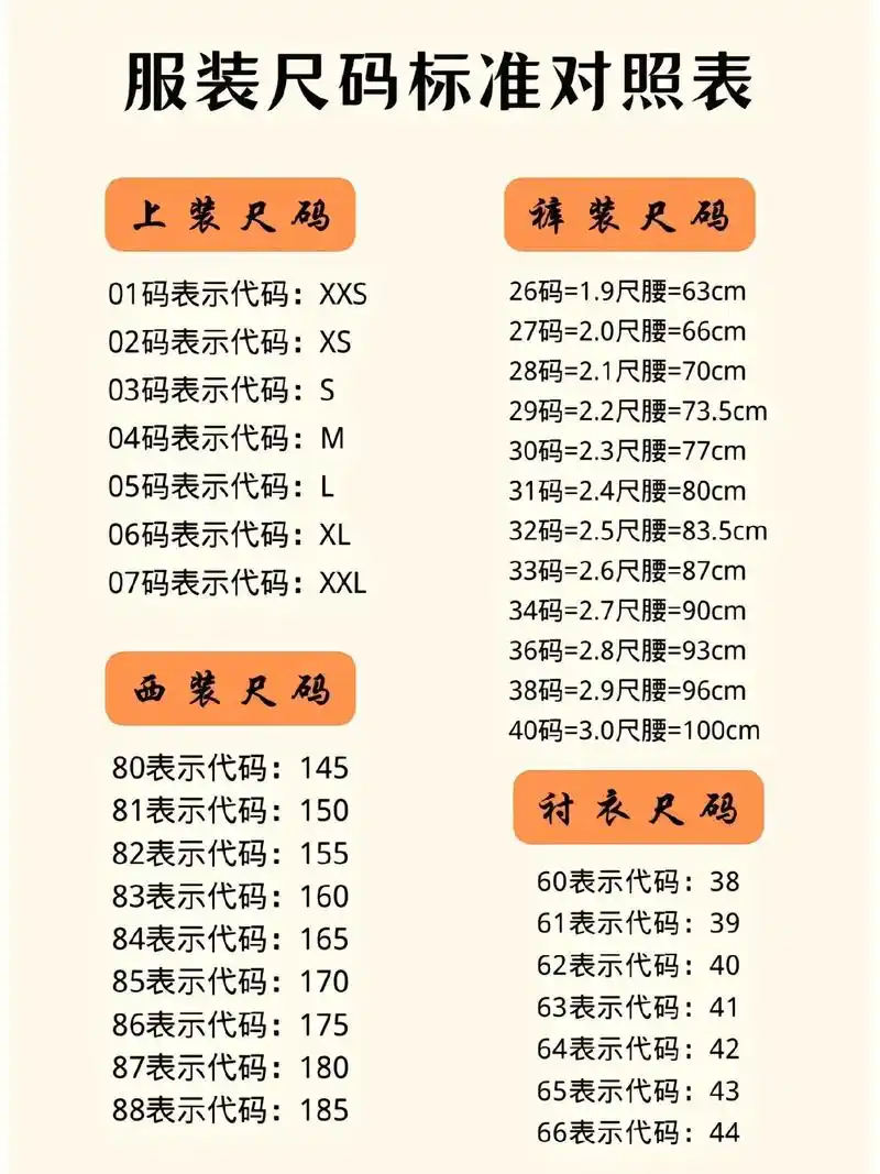 服装尺码对照表干货满满.今天给大家整理出来啦 做 - 抖音