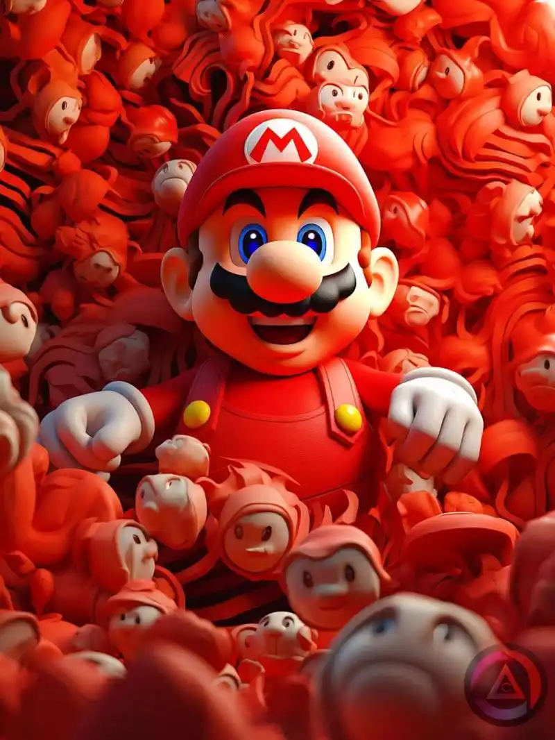 5.4k超清壁纸|超级马里奥 09 中国红