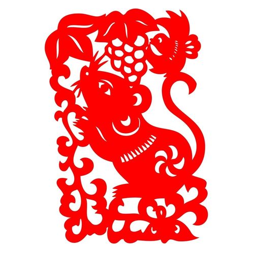 卡通老鼠十二生肖动物传统装饰贴画剪纸作品刻纸窗花剪纸红色
