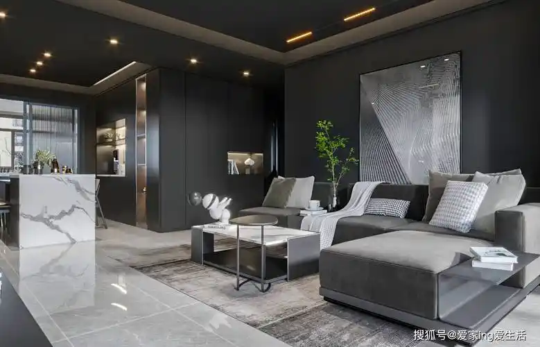 烟台装修|瑞和公馆140平现代黑白灰风格装修,简约就要这个范