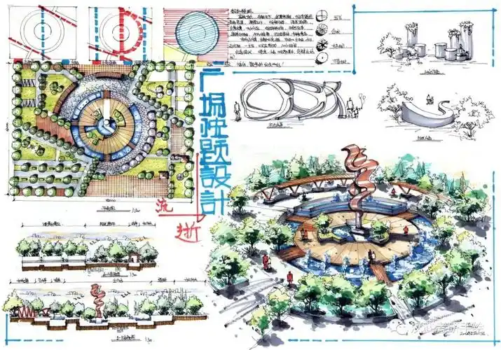 【优选快题】第02期丨环艺广场绿地小公园设计手绘快题—晒晒旧图