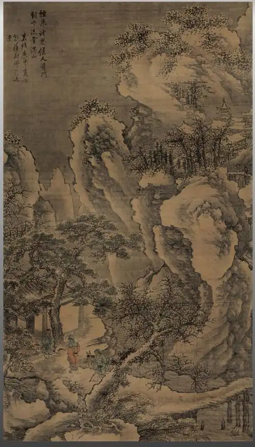 树木参差,随谢时臣山水画图片谢时臣山水画100幅明朝画家盛峦雪景山水