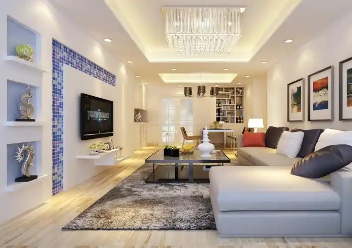 现代室内装修家庭客厅灯具效果图片