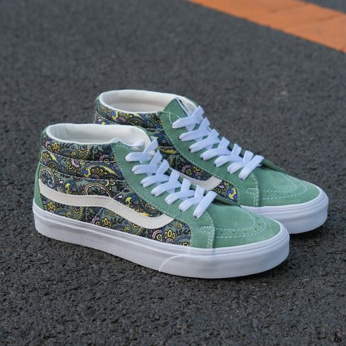 vanssk8mid绿色蓝色腰果中邦男女休闲板鞋板鞋