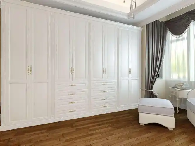 91-120平米二居室现代简约风格卧室白色一体式衣柜效果图