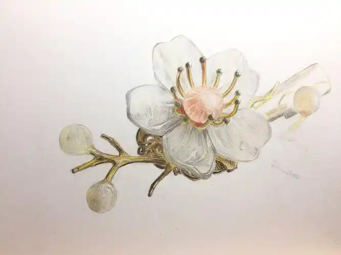 一枝梨花压海棠彩铅头饰原创教程