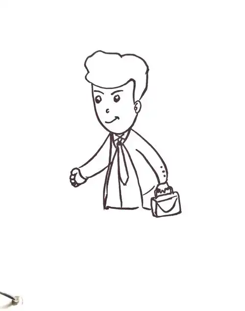 简笔画人物系列:手抄报素材去上班的叔叔