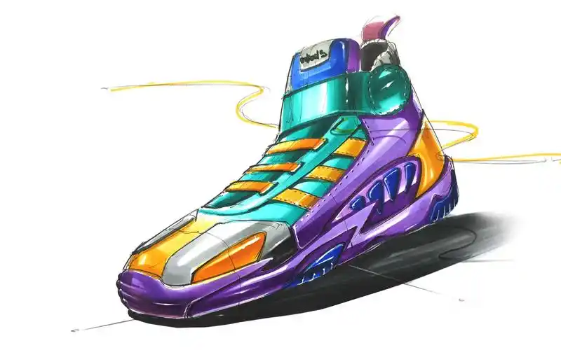 工业设计手绘/产品设计手绘——运动鞋马克笔上色