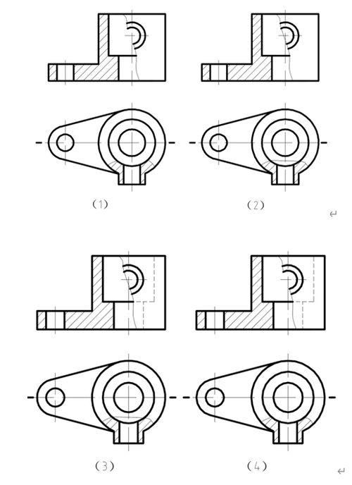 判断下列一组视图中正确的局部剖视图表达是