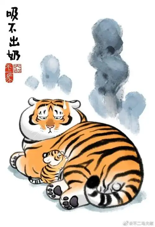 他把老虎画成胖胖的"肉球",引77万网友强势围观|胖虎|王祖贤|青蛙