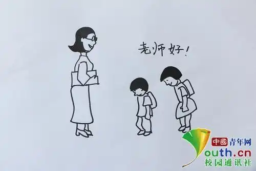 同学给老师问好简笔画
