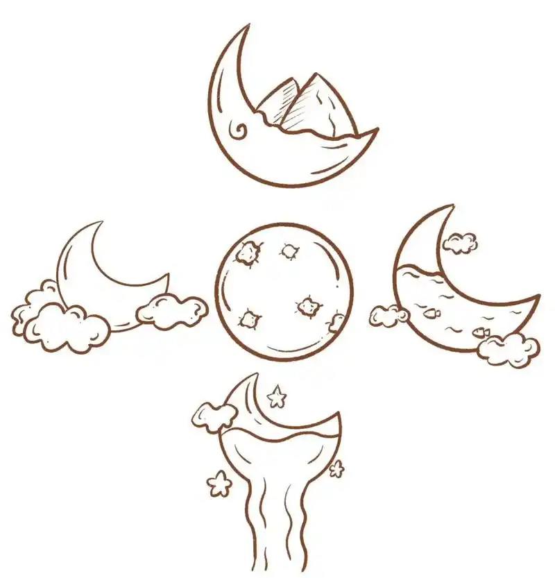 简笔画|月亮简笔画 弯弯的月亮天上挂,月亮真的很温柔 今天小盒给大家