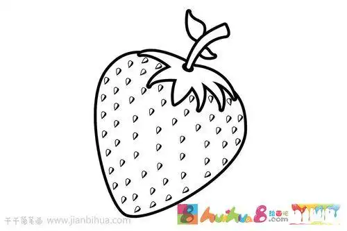 绘画素材与步骤 | 卡通简笔画 | 草莓 strawberry