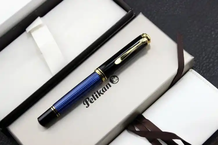 百利金m800钢笔蓝条配双鸟f