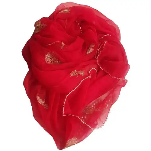 高档刺绣真丝围巾女红色100桑蚕丝丝巾防晒披肩舞蹈头纱薄款纱巾