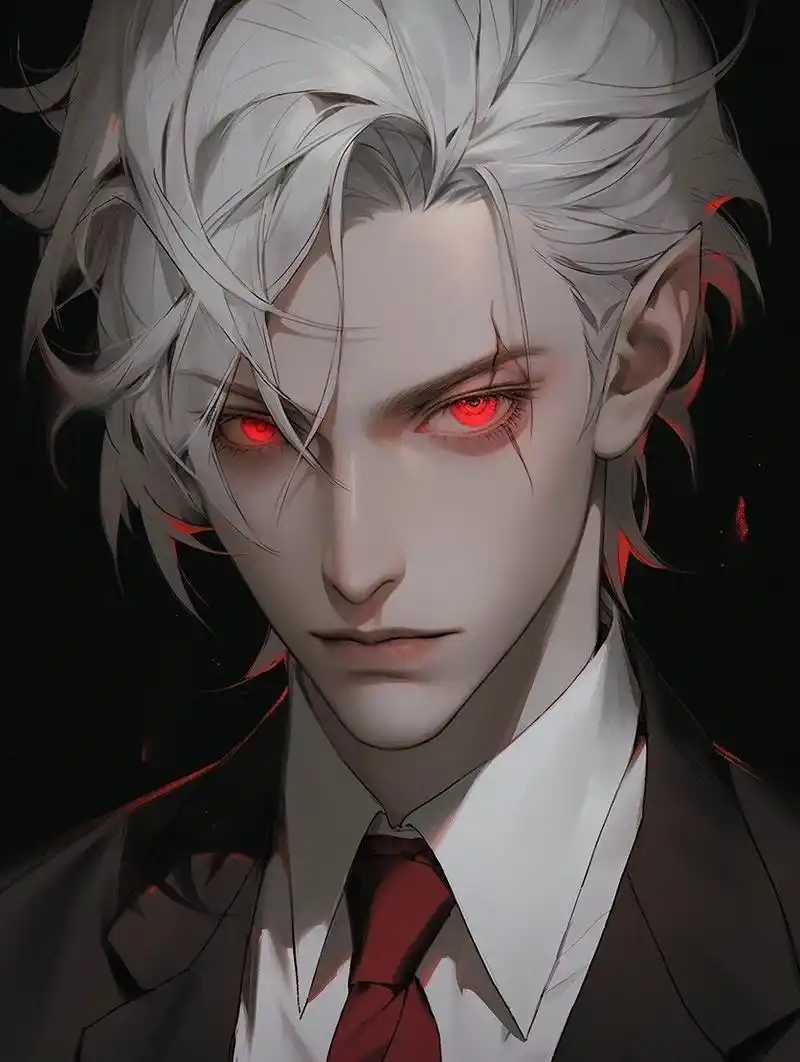 银发红眼恶魔男头像