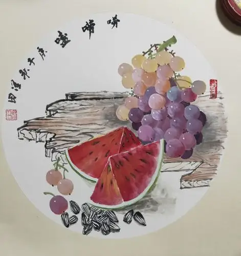 杜润田～国画作品赏析～花鸟画～葡萄小品(一)