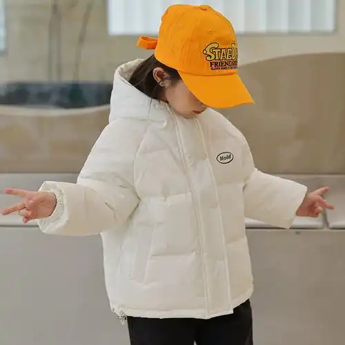 儿童新款童装羽绒服亮面小童洋气冬装童女童中大童连帽外套发