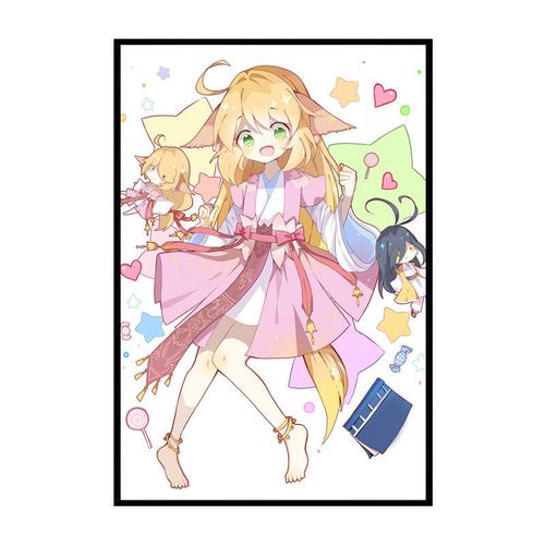 卡通狐妖小红娘姐妹闺蜜diy数字油画卡通动画动漫餐厅水彩手绘画