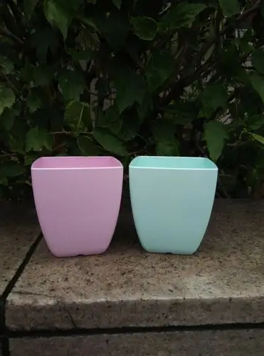 厂家直销g02小方形塑料花盆 彩色加厚高光桌面园艺 高档出口花盆