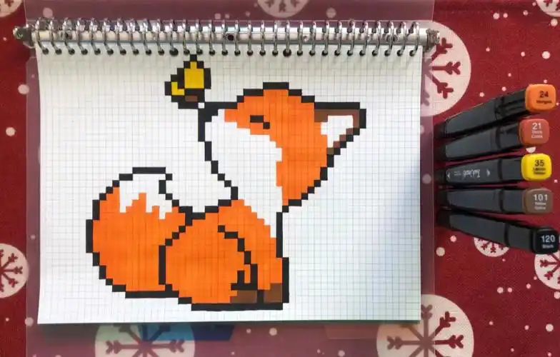 小狐狸  #狐狸#像素画  #简笔画#拼豆#我要上热门