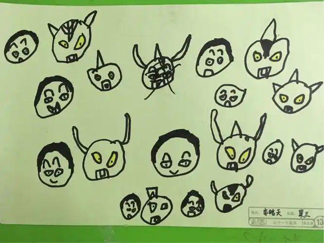 李浩天小朋友作品:奥特曼的表情脸谱