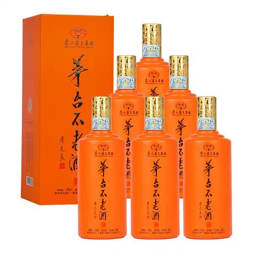 moutai茅台不老酒橙色53度酱香型白酒内含3只手提袋500ml6瓶
