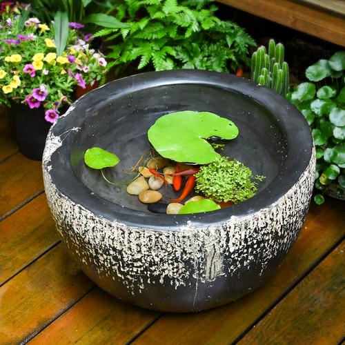 庭院花园布置摆件户外阳台小鱼池水景室外造景农家小院仿石槽鱼缸