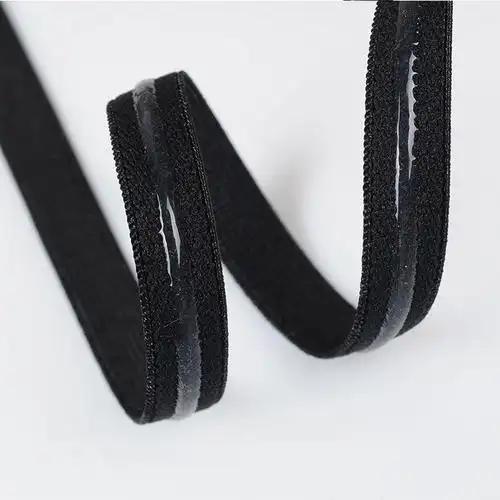 厂家直销礼服裹胸 涤纶 防滑松紧带1.0cm黑白色3mm硅胶条服装辅料