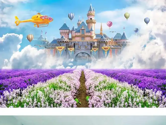 梦幻仙境空中城堡世界场景3d背景墙