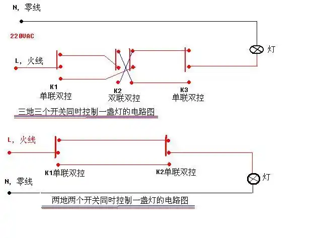 如何接一灯三开?