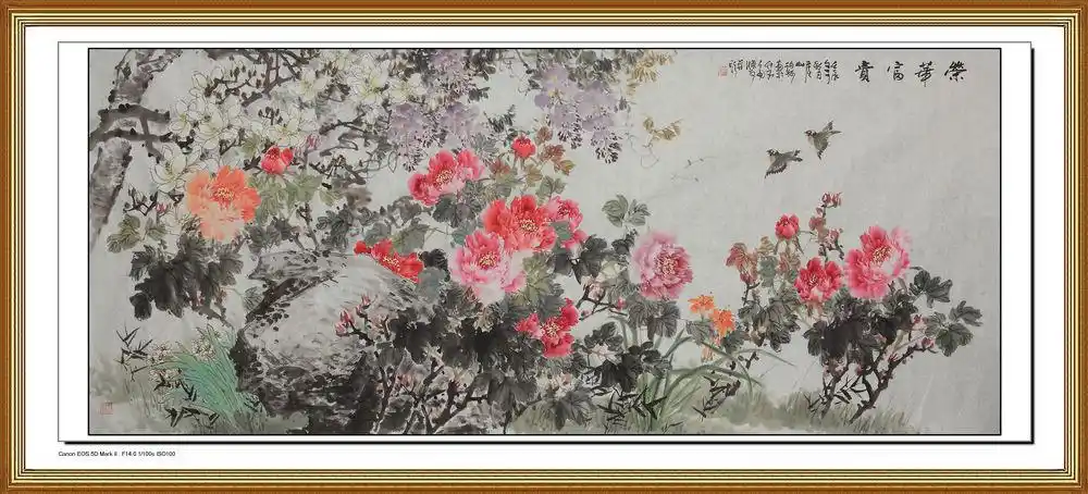 一枫斋精品国画花鸟画八尺横幅作品9