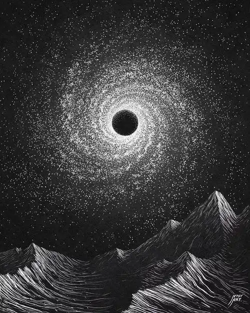 绘画丨在浩瀚的宇宙中描绘光明将黑白运用到极致