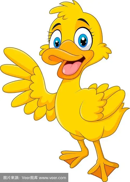 卡通滑稽鸭子挥手孤立