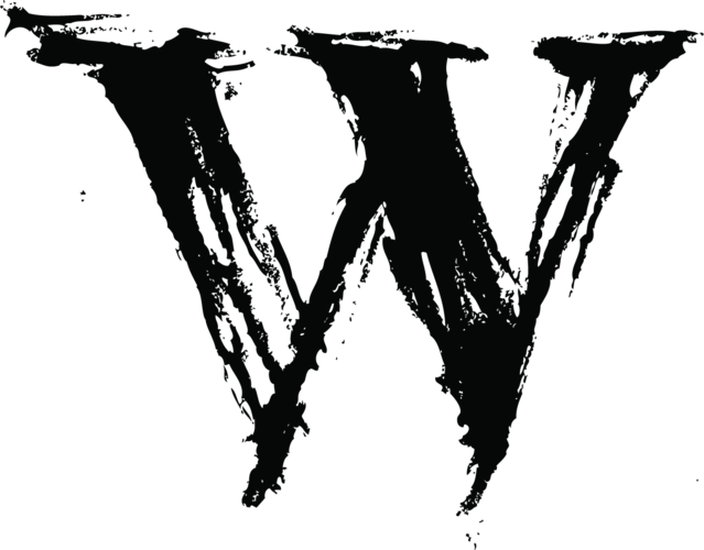 中国风墨迹毛笔字母w图片