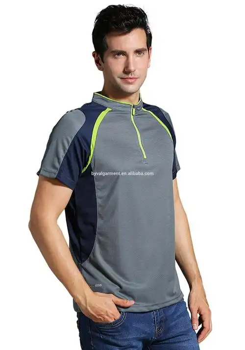 快干t恤批发男士对比色涤纶 t恤户外徒步休闲衬衫