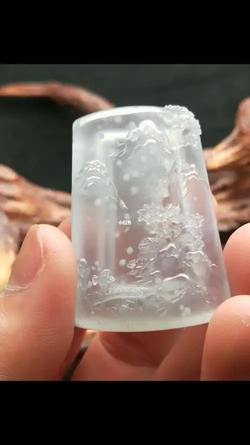 翡翠中的雪景-木那雪花棉意境山水牌