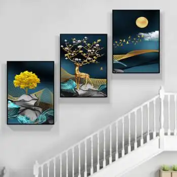 别墅楼梯间装饰画走道玄关挂画现代简约客厅墙面壁画走廊走道过道楼道